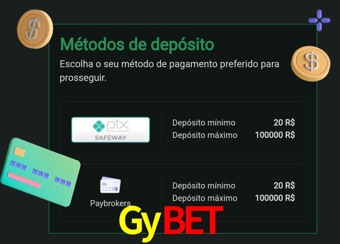 O cassino Gybet oferece uma grande variedade de métodos de pagamento